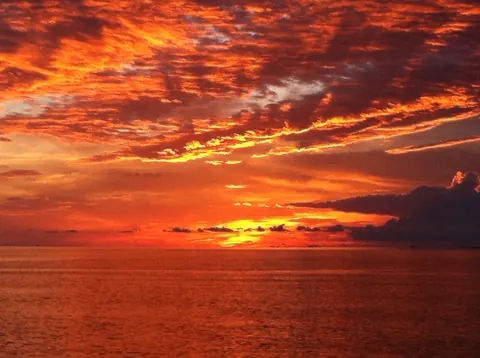 A red sky over the water near Venice, Louisiana